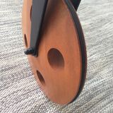 Glass coffee table on teak wheels