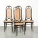 Set of 4 original vintage Thonet longJohn design diningchairs with bentwood