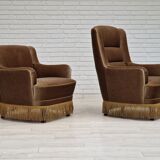 1970s, Danish set of two velour chairs, original condition