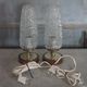 Pair of vintage lamps, bedside lamps, oblong glass globe lamps