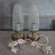Pair of vintage lamps, bedside lamps, oblong glass globe lamps