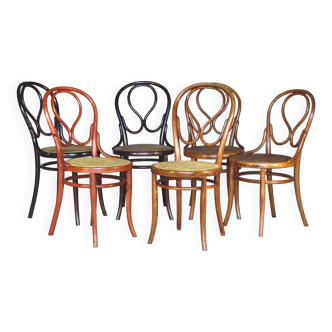 Set of 6 chairs no. 20 known as "omega" caned, including 3 thonet.