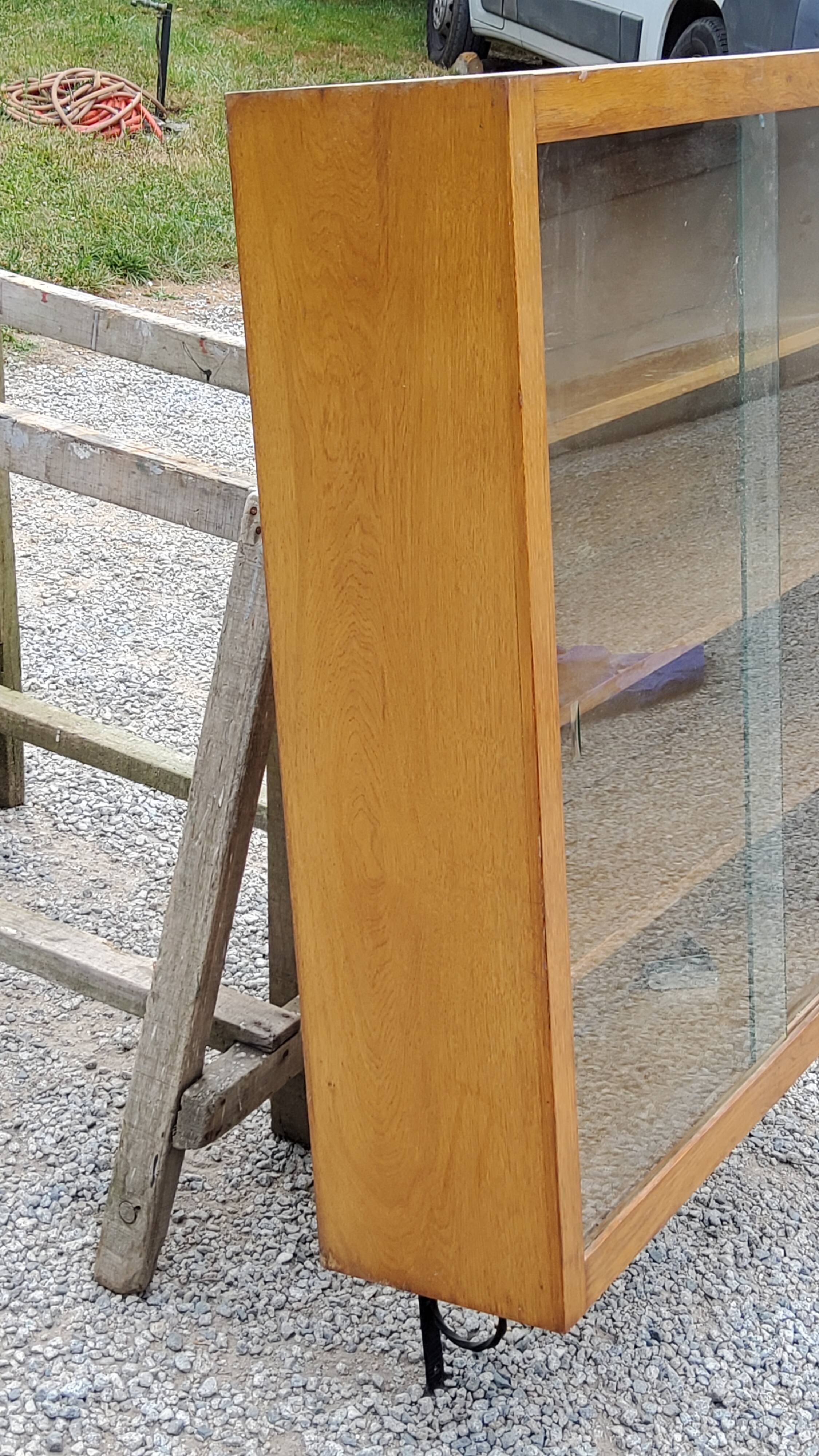 Wall display case from the 50s in solid blond oak
