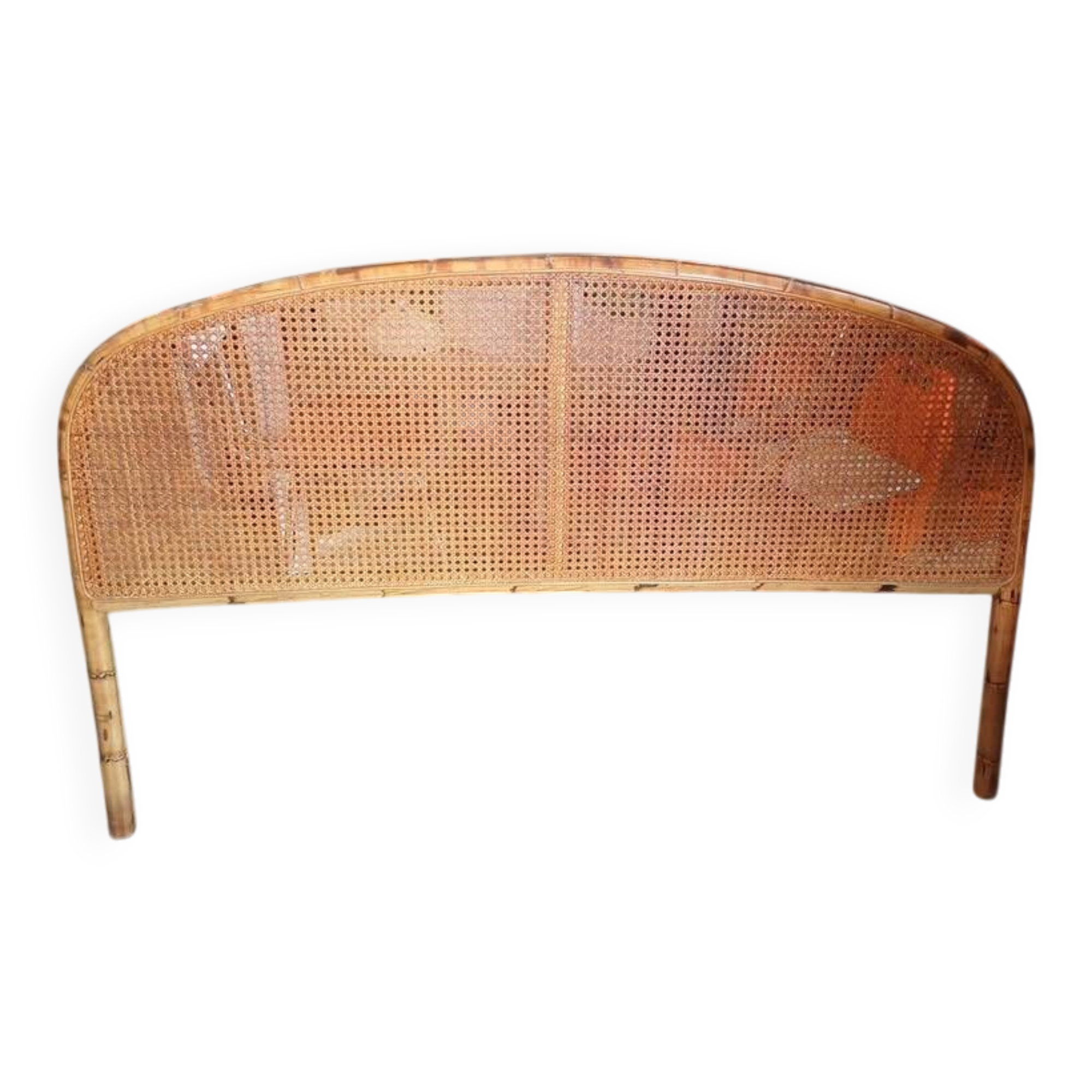 Vintage bamboo, rattan and cane headboard – 140 cm