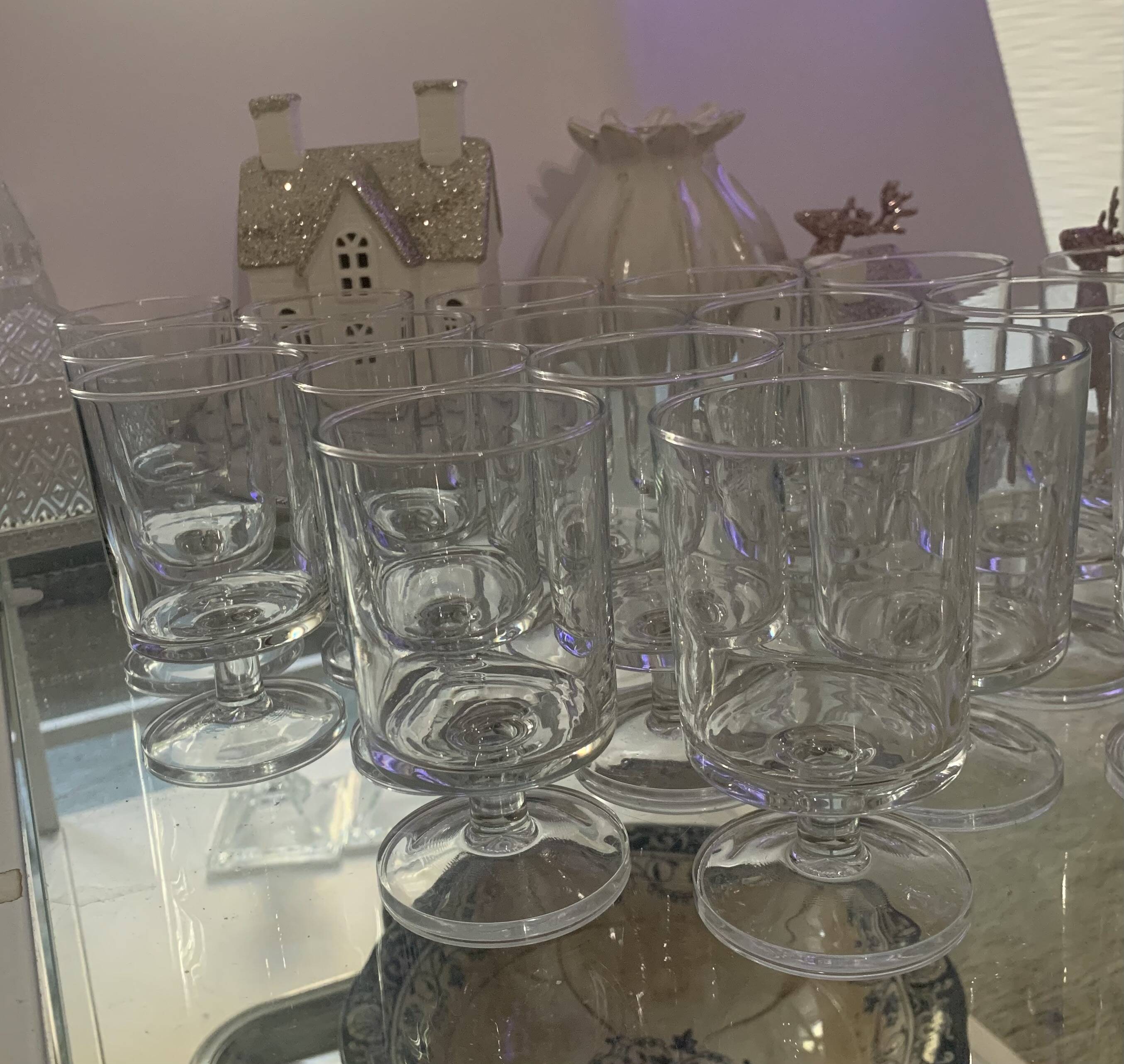 lot of vintage stemmed glasses from the 60s/70s