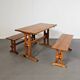 Scandinavian modern solid pinewood benches and dining table, 1970s