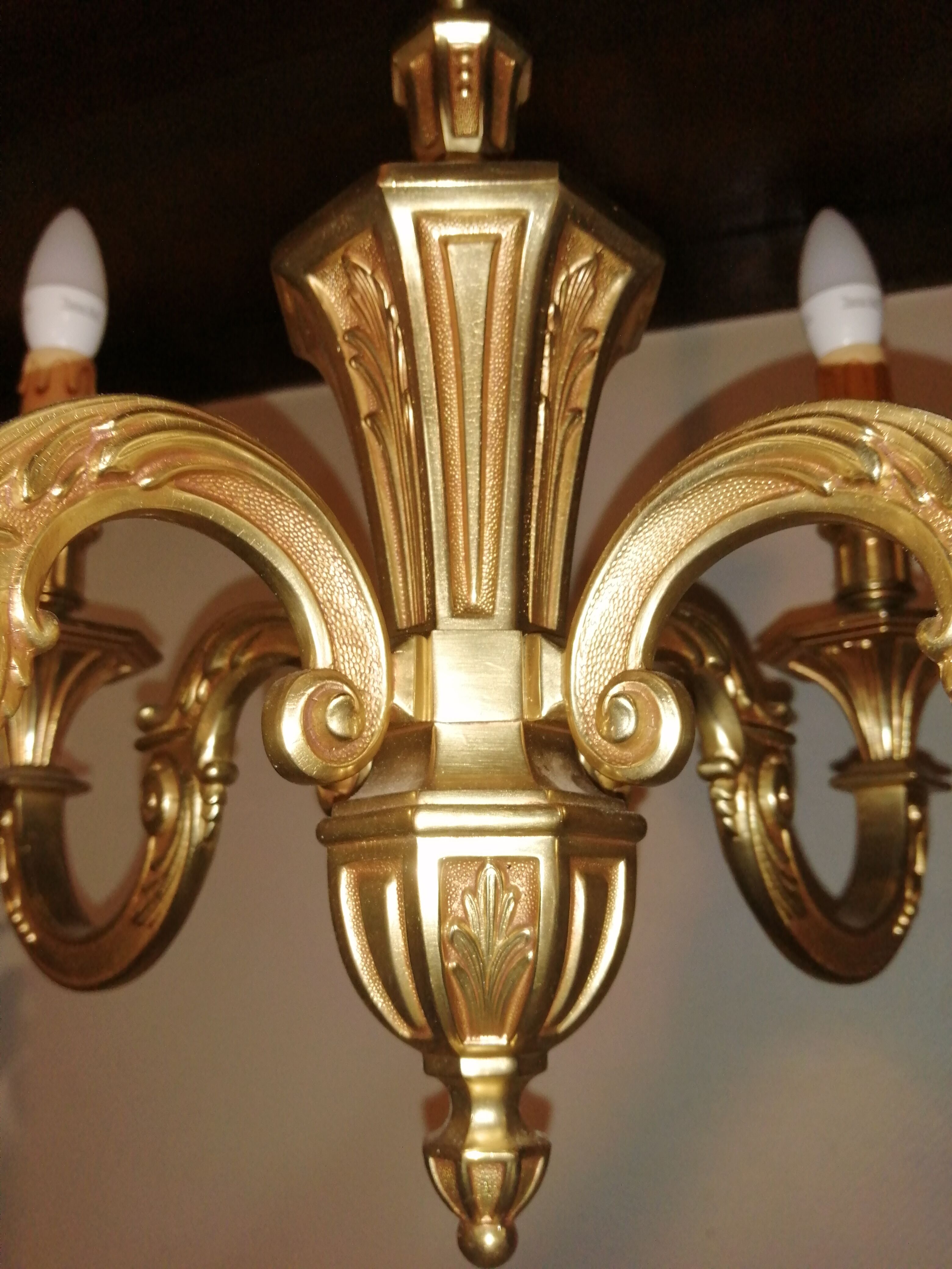 Bronze chandelier 4 arms vintage 1970