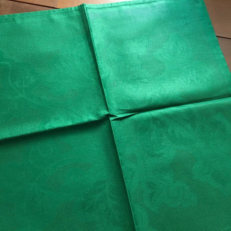 10 green damask cotton napkins by Patrick Frey