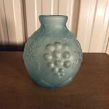Art deco ball vase in opaque blue molded glass