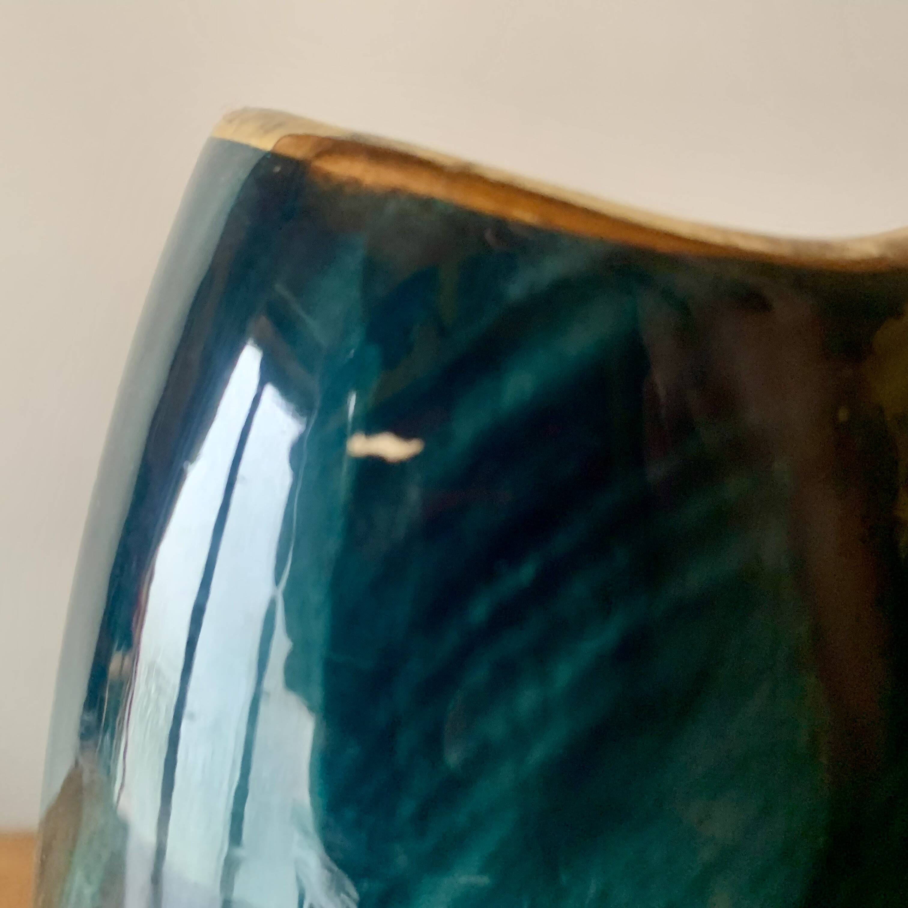 Old glazed ceramic bedside lamp - Bequet - Made in Belgium