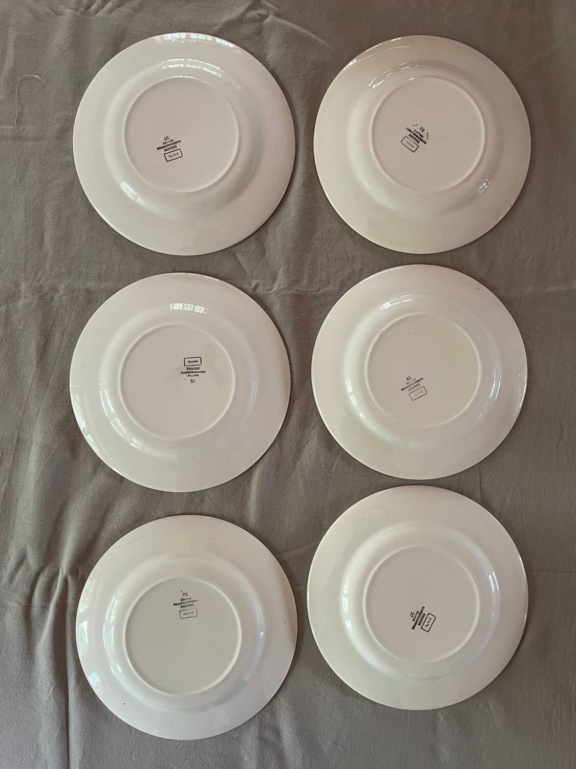 6 Digoin Sarreguemines Adele dinner plates 1940s 1950s