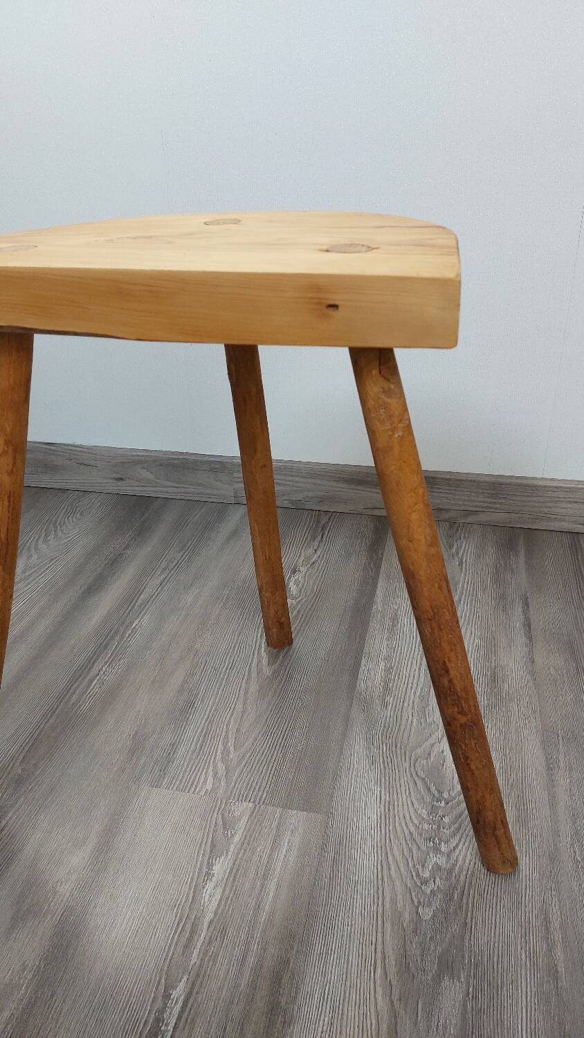 Raw wood tripod stool