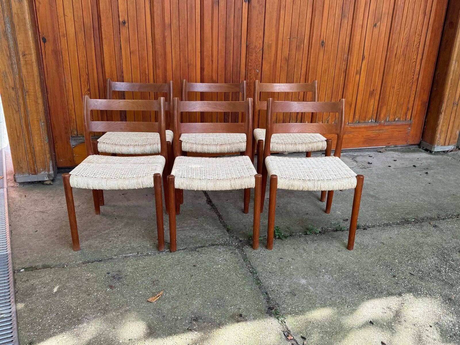Mid-century Danish chairs model 84 by Niels O. Møller for J.L. Møllers, 1960s, set of 6