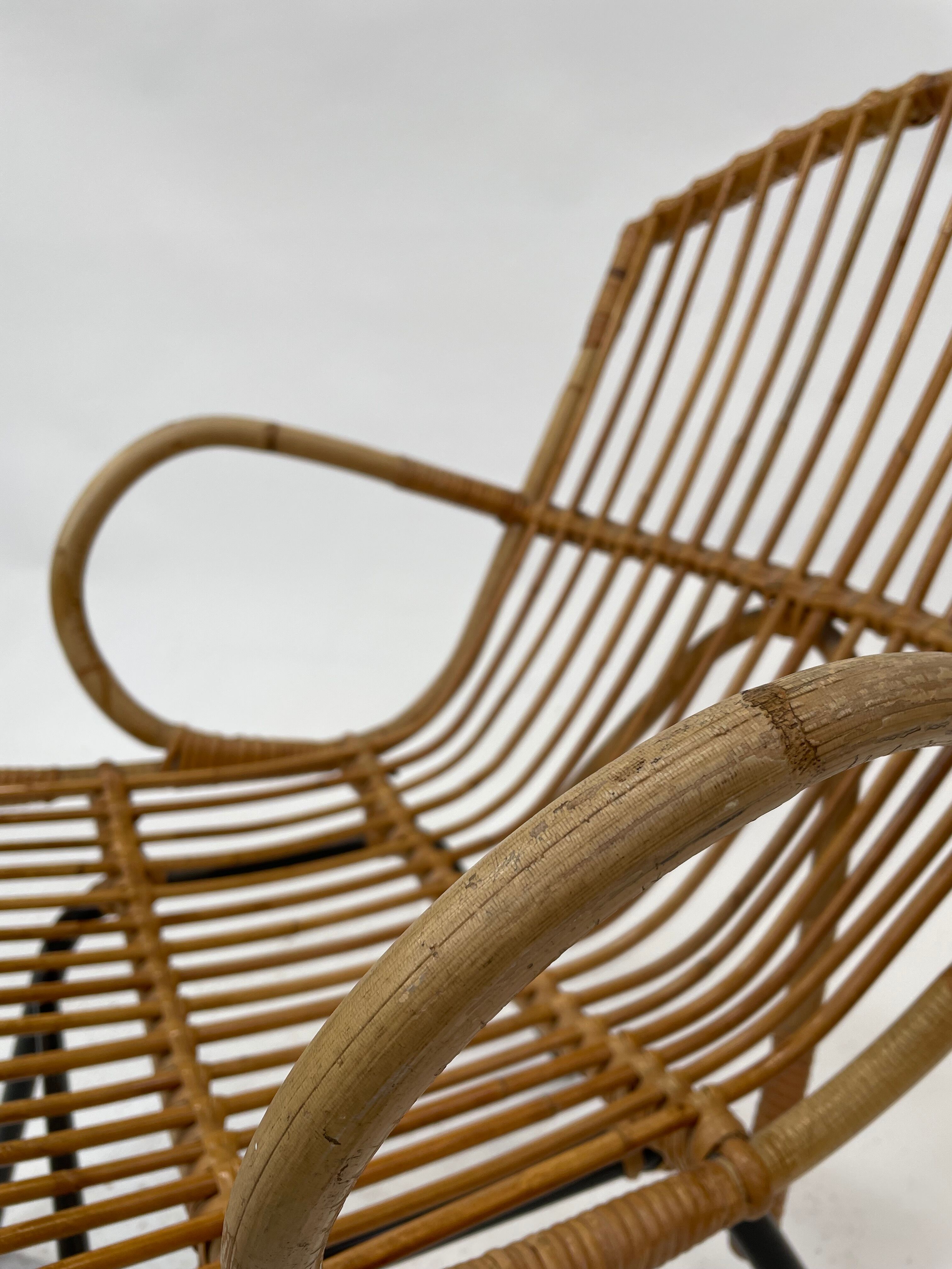 Vintage rattan chair by Dirk van Sliedregt Rohe Noordwolde 1960 in the Netherlands