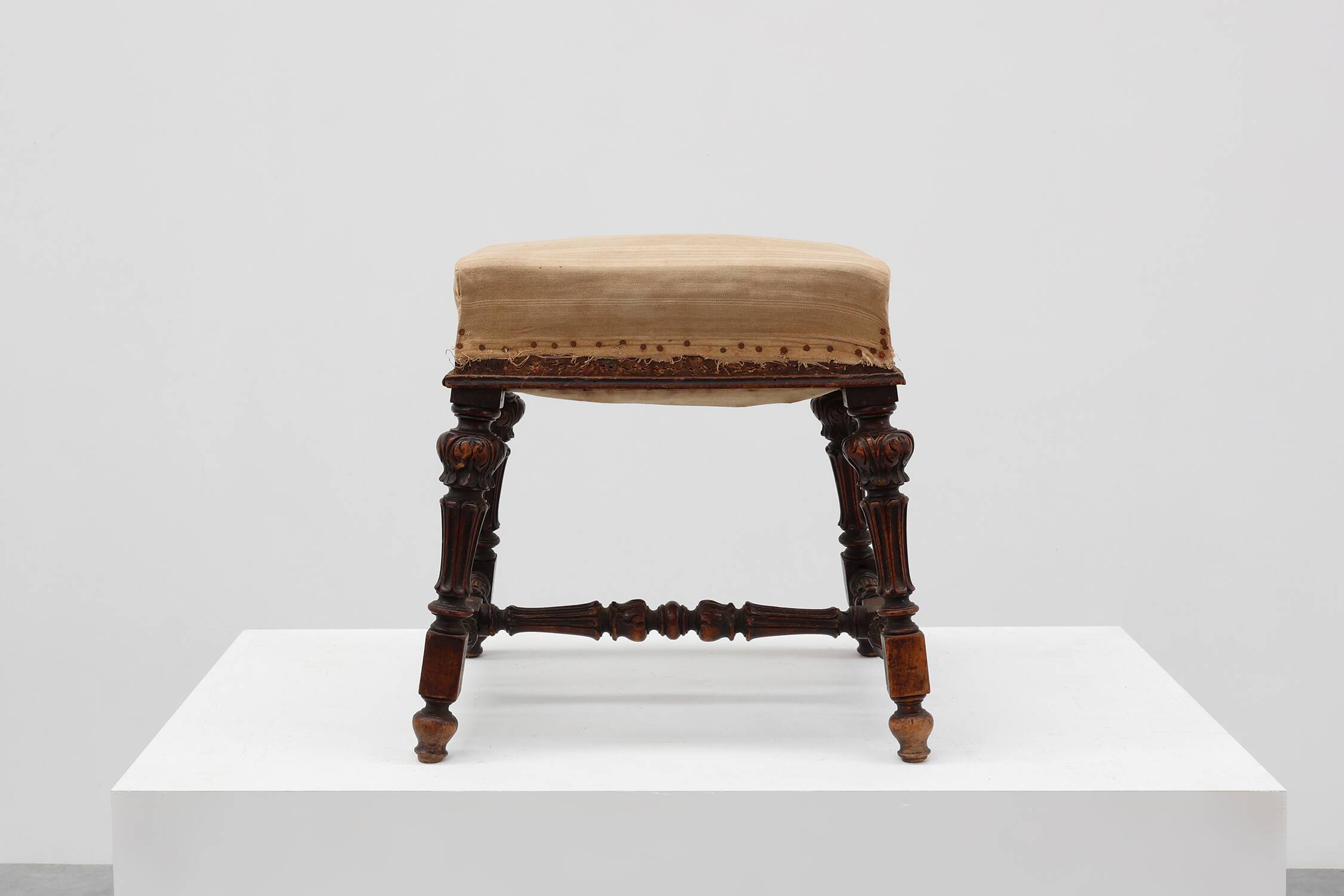 Baroque 19th century oak stool in Louis XV style, France