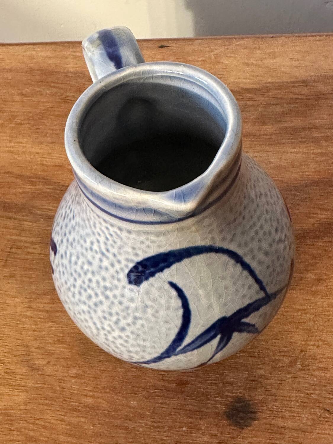 Small stoneware pitcher with salt from Alsace, early 20th century, height 12.5 cm