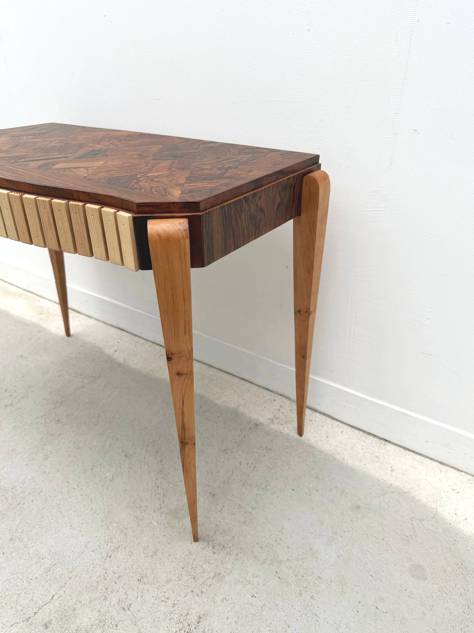 Art Deco console in different types of wood, France 1940