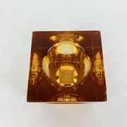 Bougeoir ice cube verre ambré années 60