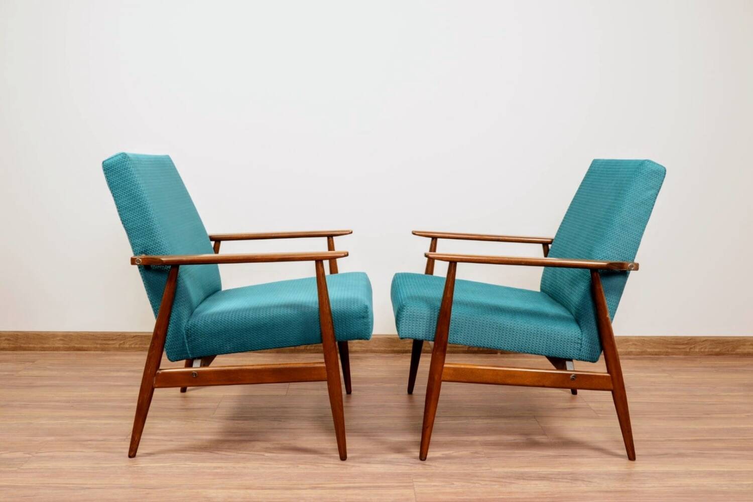 Scandinavian Lounge Chair Mid Century Design Turquoise Vintage Fabric
