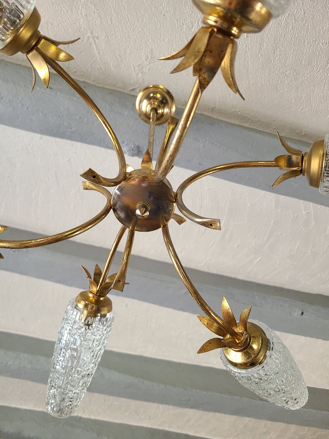 Lustre 1970 vintage feuille d'ananas