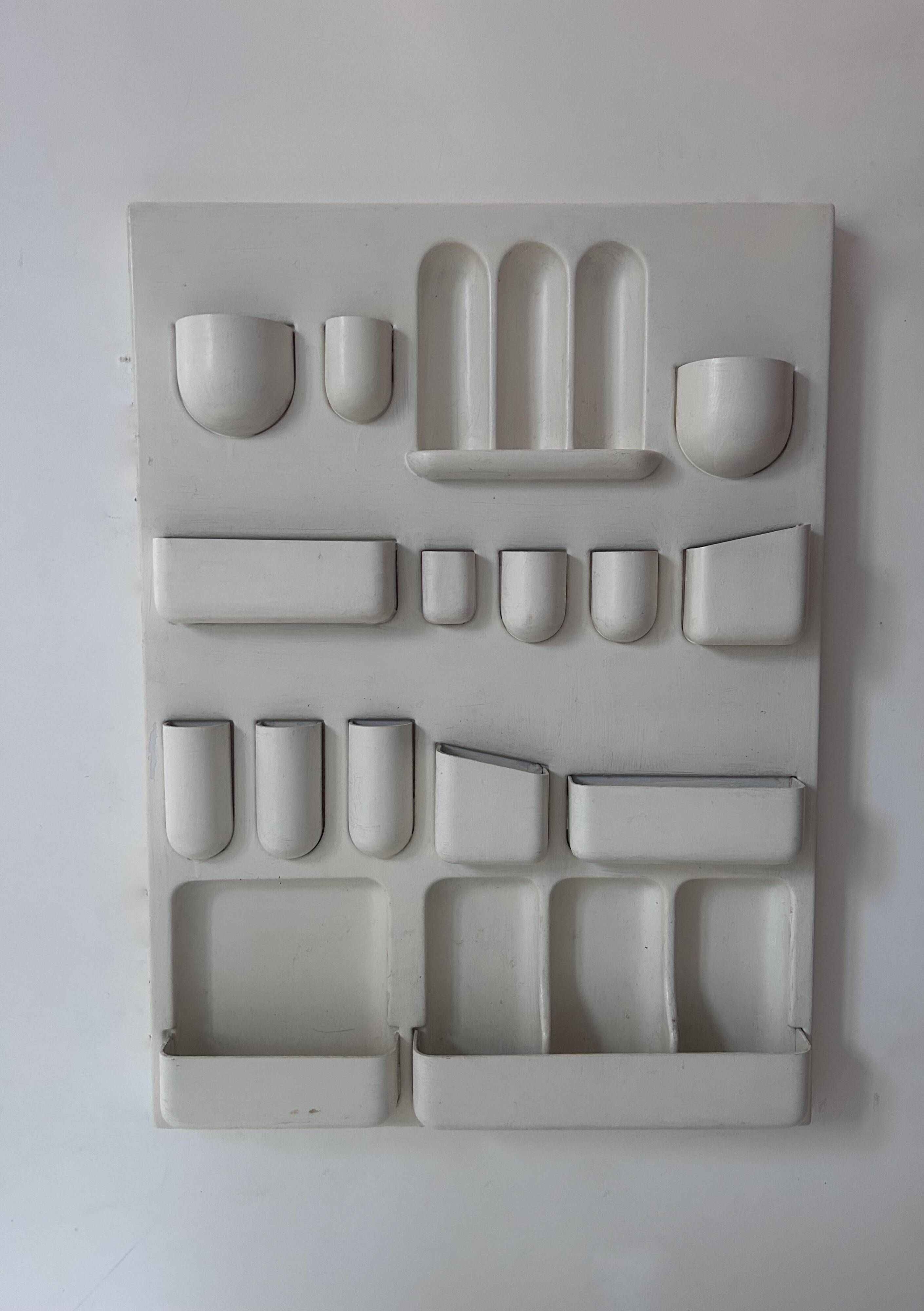 Vintage wall storage system in matte white ABS, Italy 1970s.