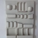Vintage wall storage system in matte white ABS, Italy 1970s.
