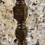 Side table floor lamp in Basque turned wood 50