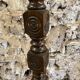 Side table floor lamp in Basque turned wood 50