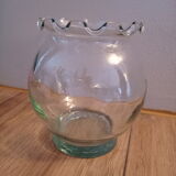 Vase ball cast glass corrugated collar