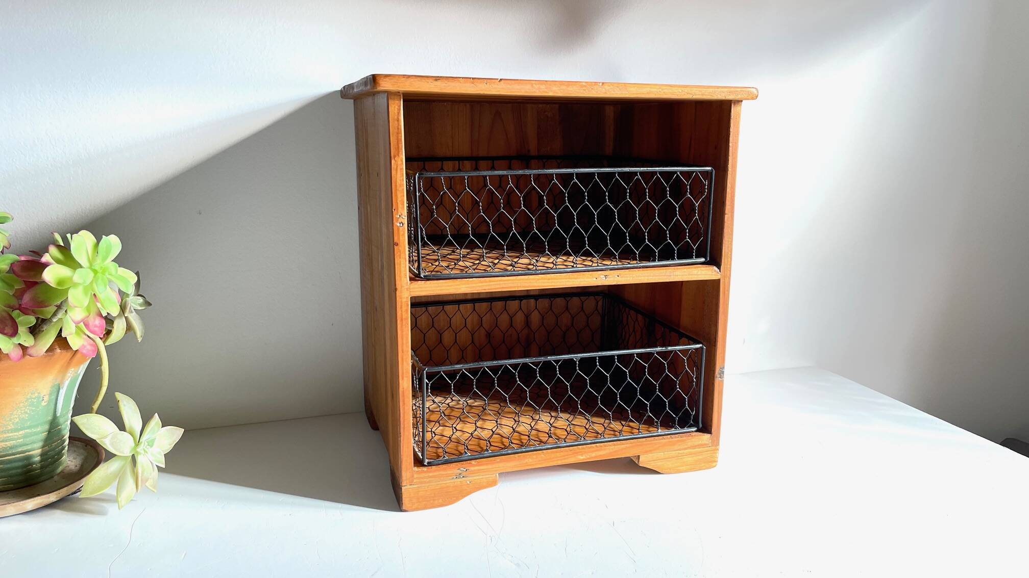 Wooden and metal drawer box from the 80s