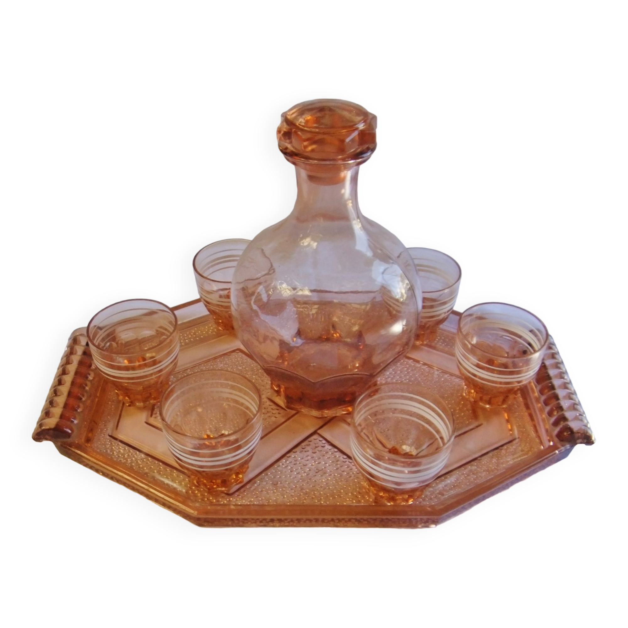 Art Deco liquor service in glass