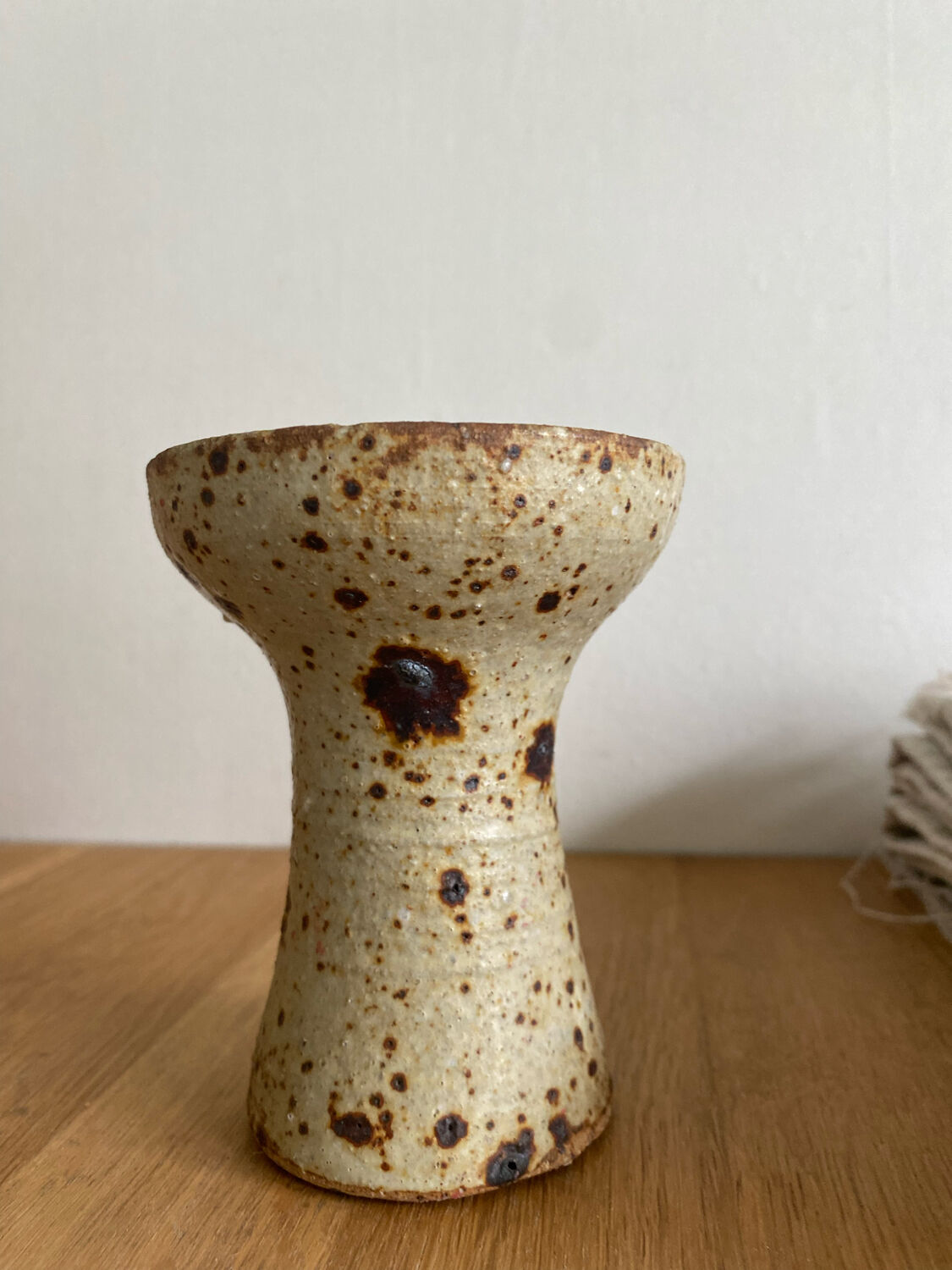 Old pyrite stoneware candle holder