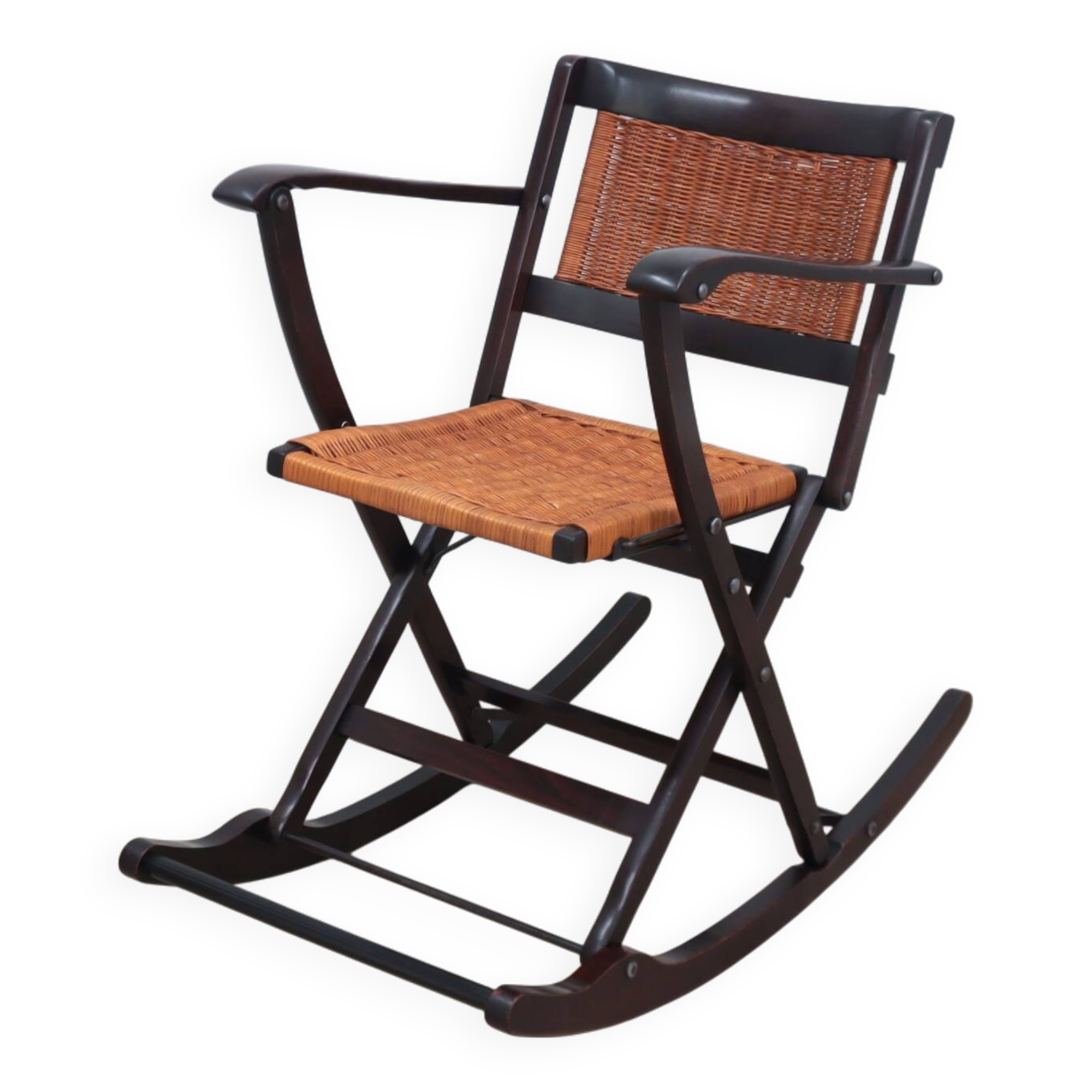 Mid century folding rocking chairs F.lli Reguitti 1950s