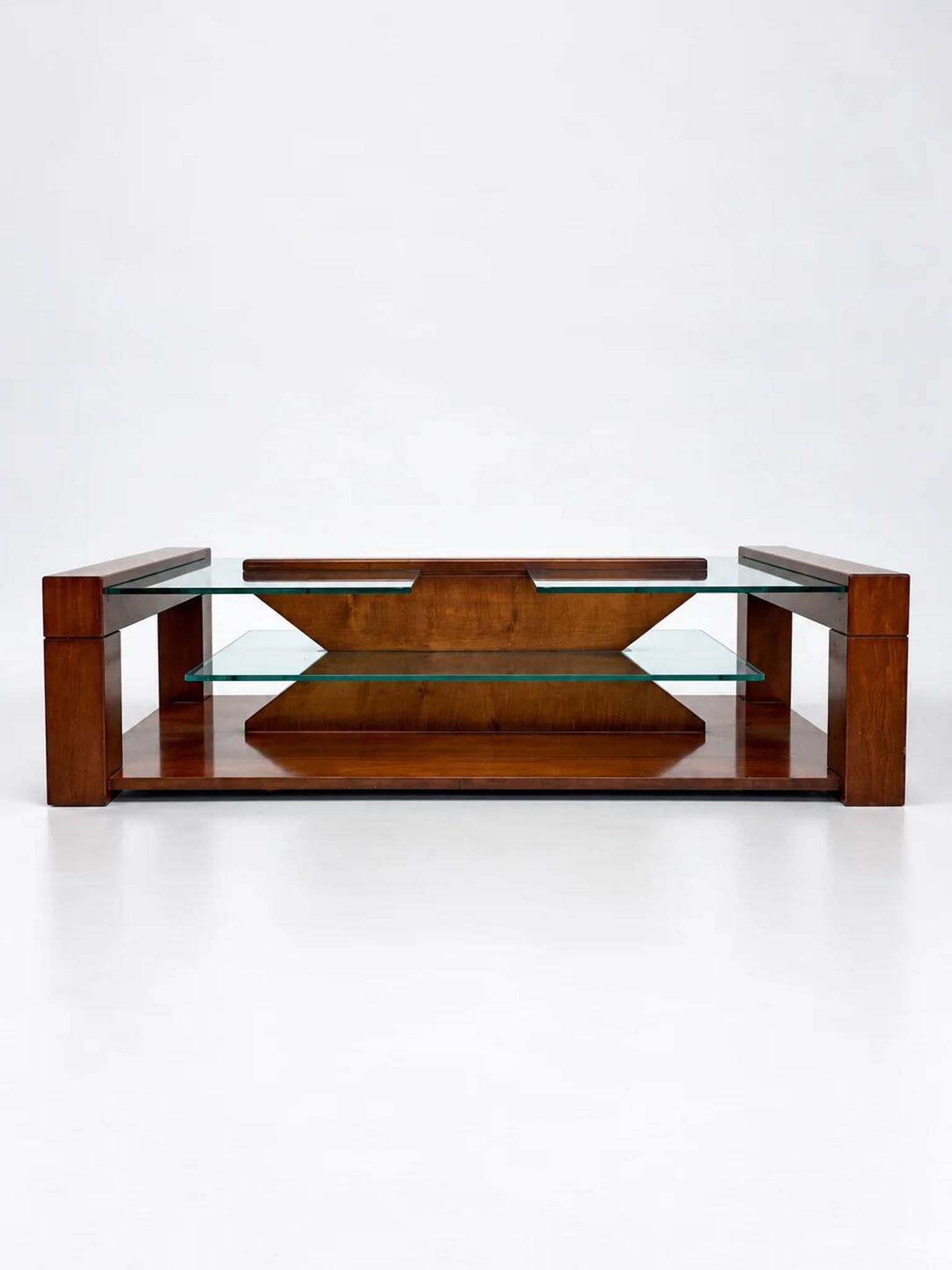 Wood and glass coffee table, 1980s