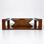 Wood and glass coffee table, 1980s