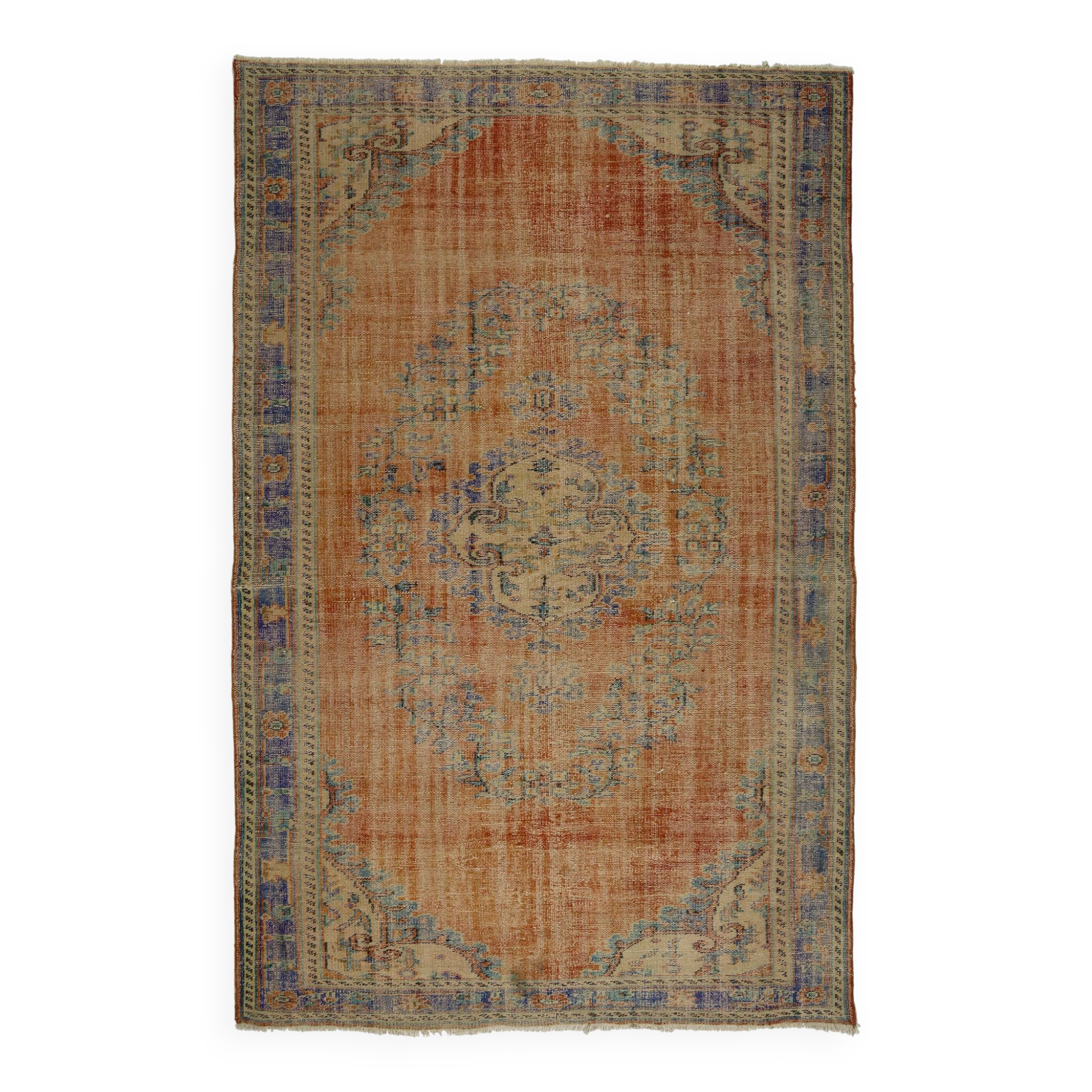 One-of-a-kind turkish handwoven vintage rug - rustic vintage charm 300x 191 cm