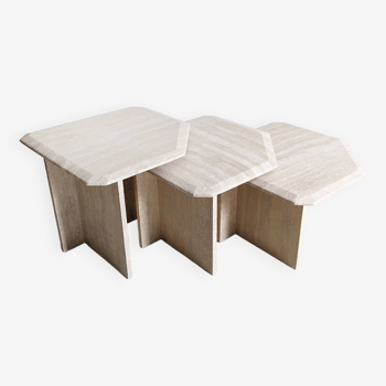 Travertine Nesting Tables 1980's