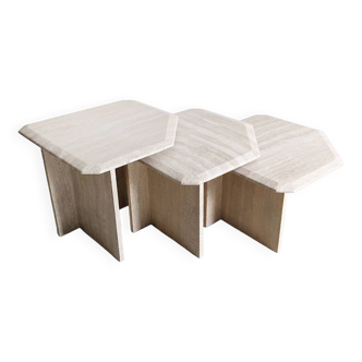 Travertine Nesting Tables 1980's