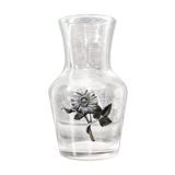 Carafe de nuit ancienne en verre et étain