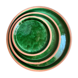 Lot 3 terracotta plates glazed in green