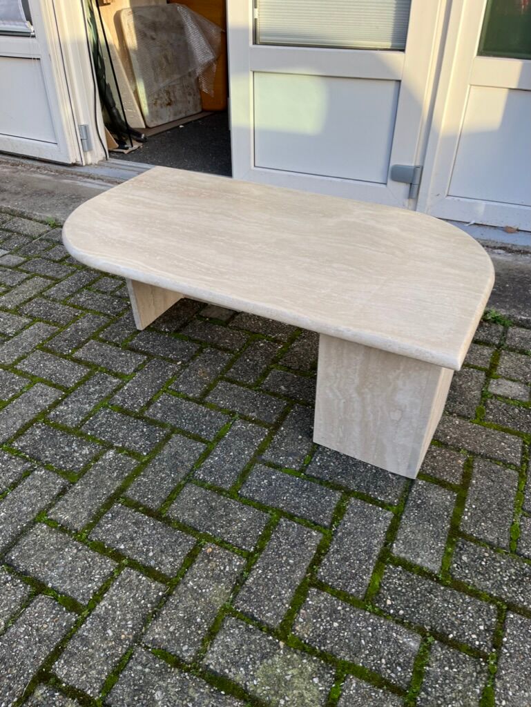Vintage travertine teardrop coffee table