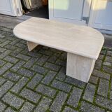 Vintage travertine teardrop coffee table