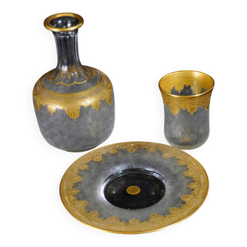 Engraved crystal night service gilded 19th century