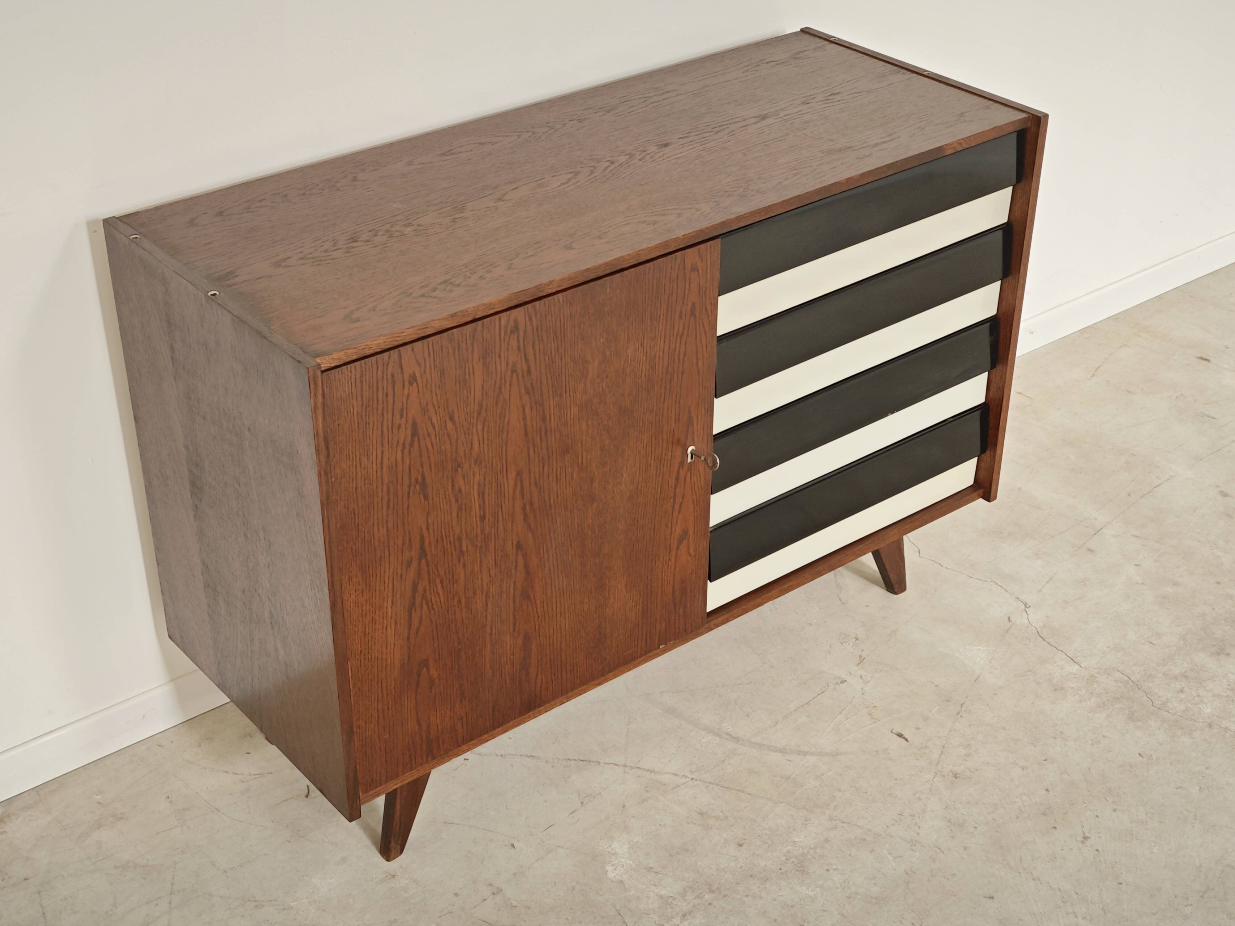 U 458 black and white sideboard by Jiri Jiroutek for Interier Praha, 1960