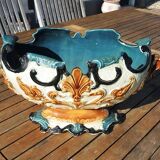 Ancienne Jardinière Fleur de Lys en Barbotine