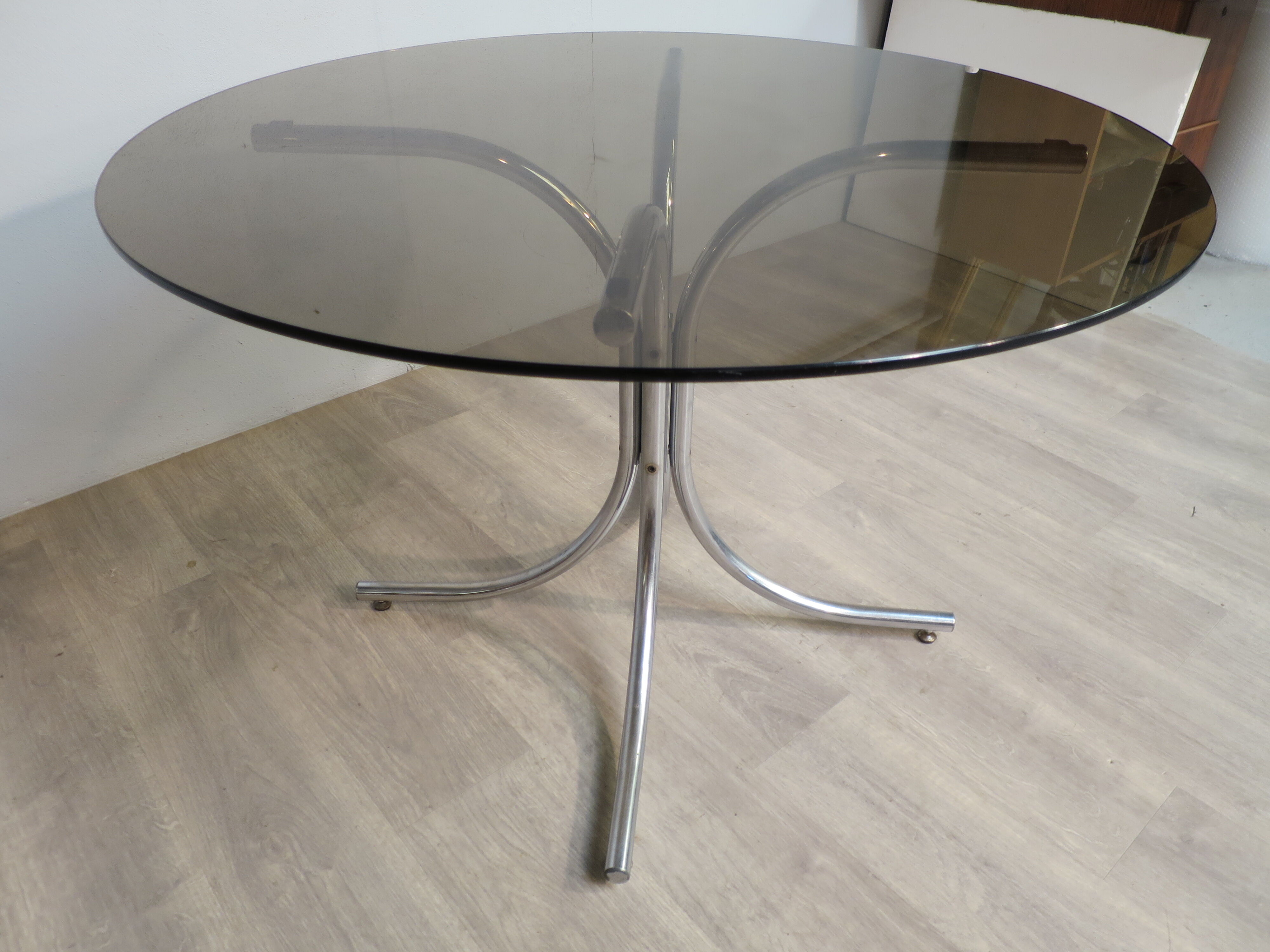 Glass and chrome round table