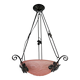Suspension en fer forgé, vasque rose à décor floral, Art Deco, Circa 1930