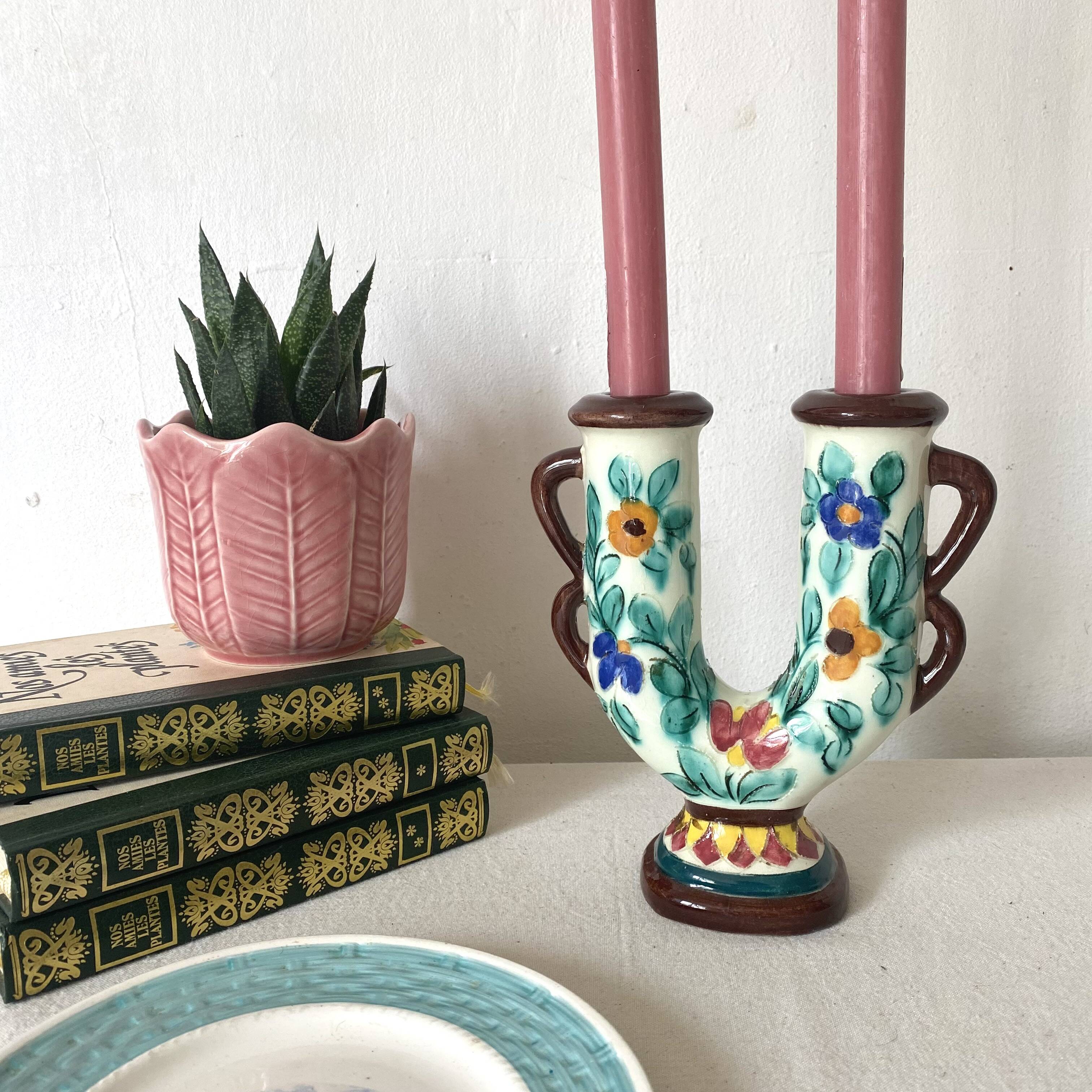 Bougeoir double fleuri  Cérart Monaco