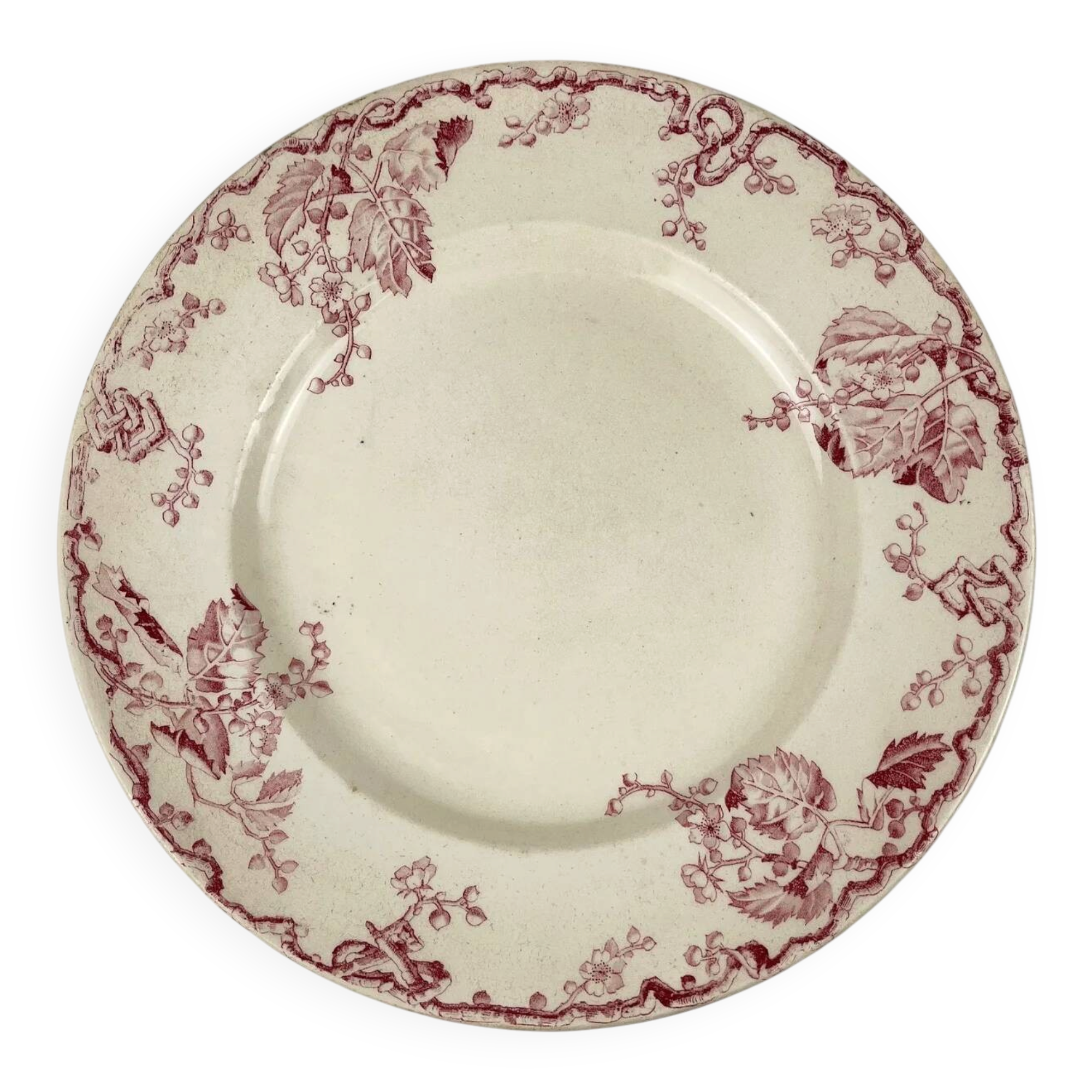 Round plate KG Lunéville "Fontainebleau", pink, late 19th century, ironstone