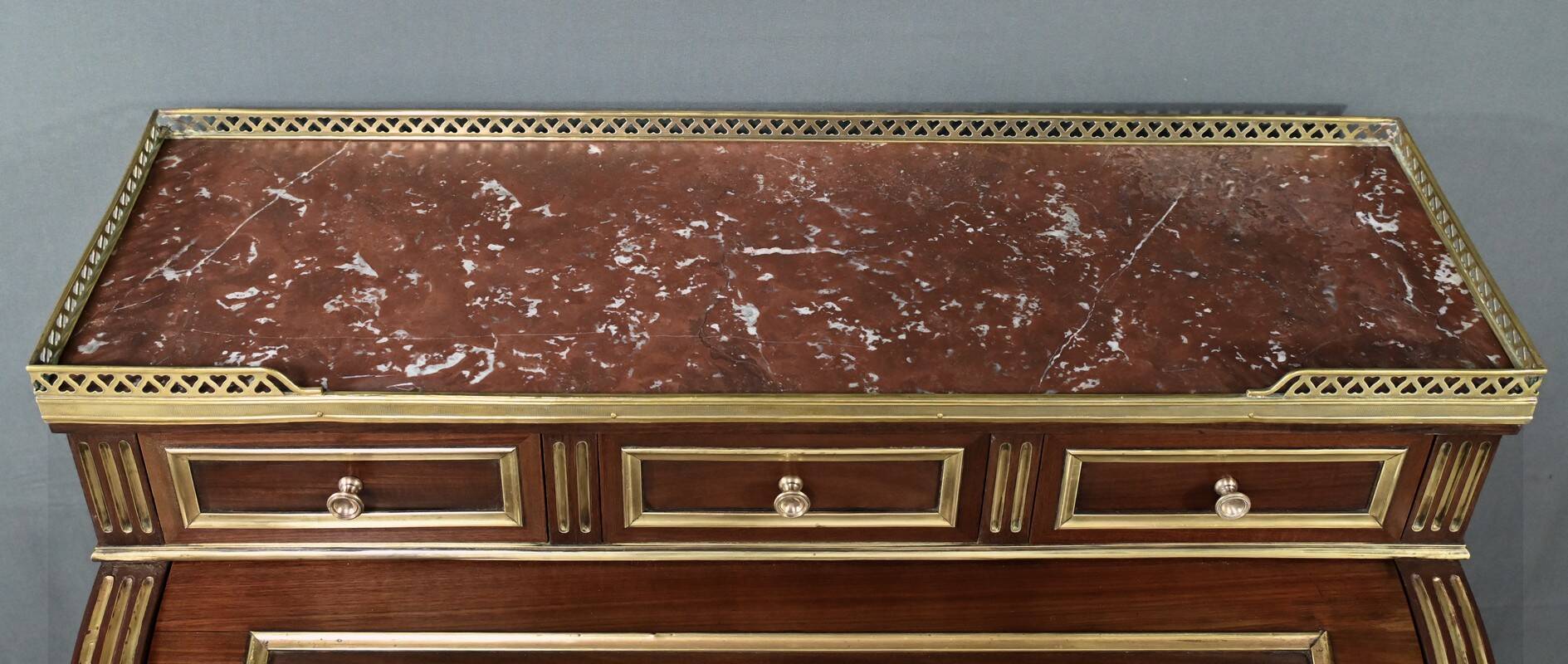 Small Mahogany Cylinder Desk, Louis XVI Style – Mid-19th Century